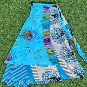 Vibrant Blue Floral Maxi Skirt